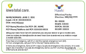 Carte d'assurance maladie de l'Iowa